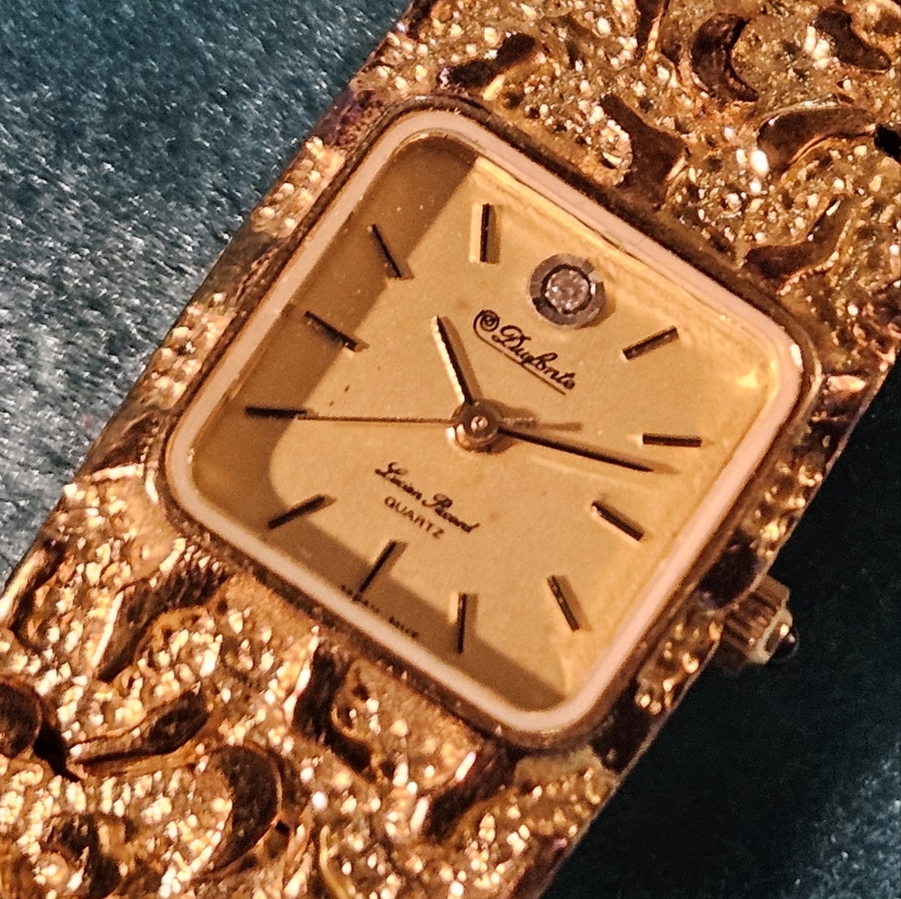 DUFONTE by LUCIEN PICCARD Gold Nugget Watch Womens